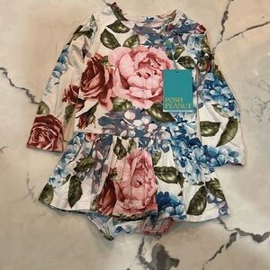 Posh peanut blue hydrangeas and rose print dress